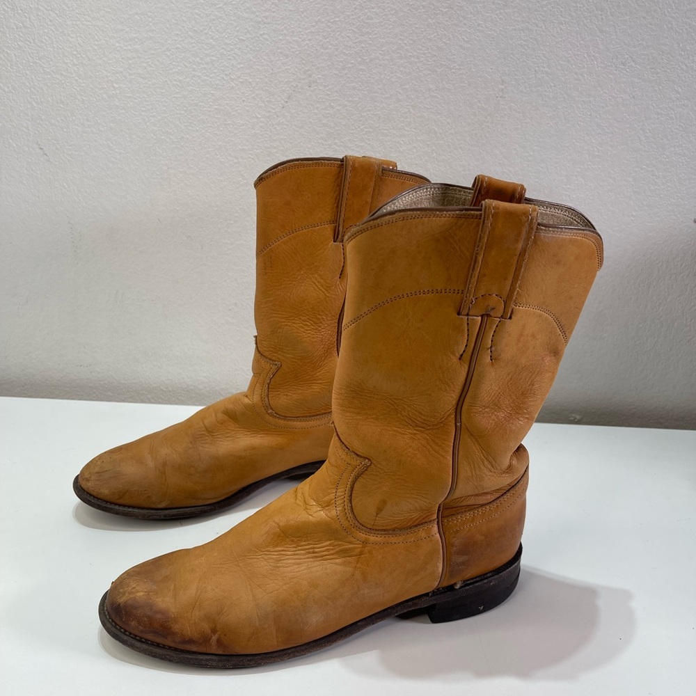 Justin Boots Tan Leather Western Cowboy Boots